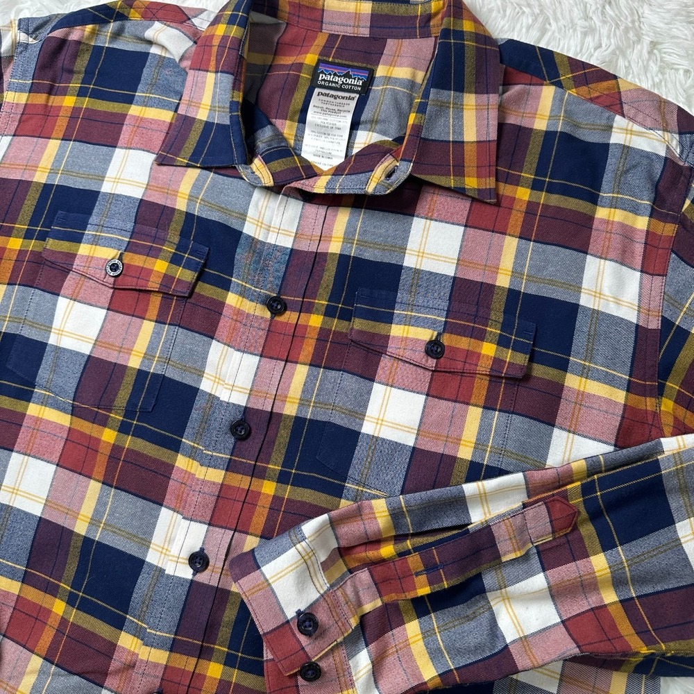 Patagonia Fjord Flannel Shirt Mens L Plaid Lightweight Organic Cotton STY54020
